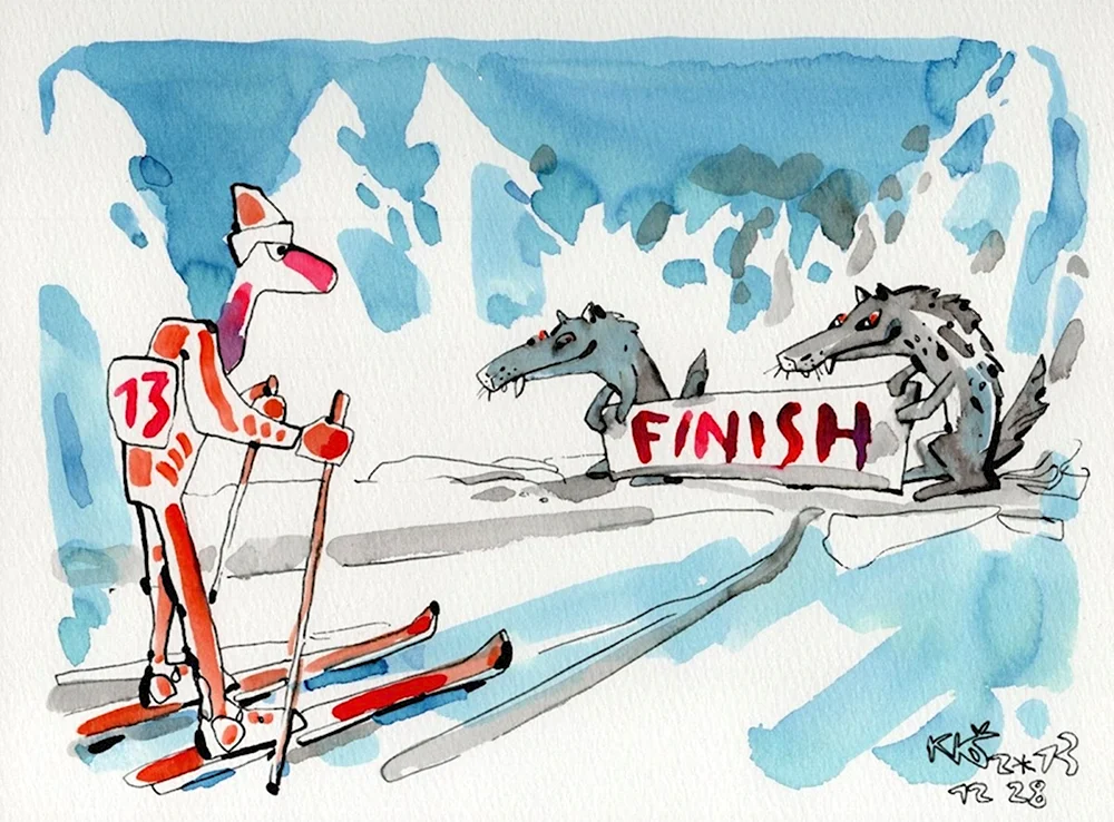 Лыжный карикатура