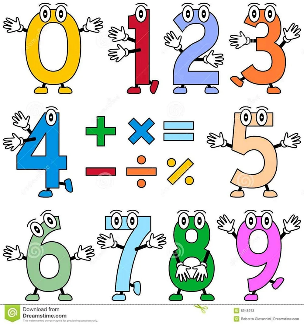 Веселые математические цифры и знаки