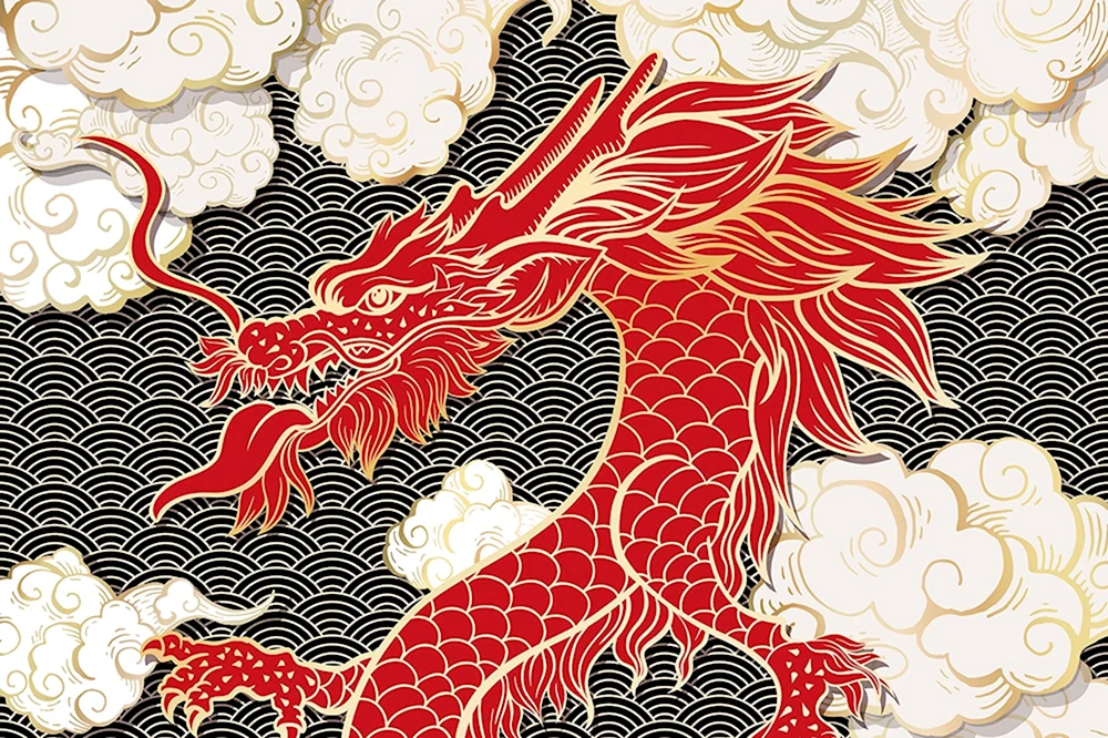 Узоры в японском стиле дракон