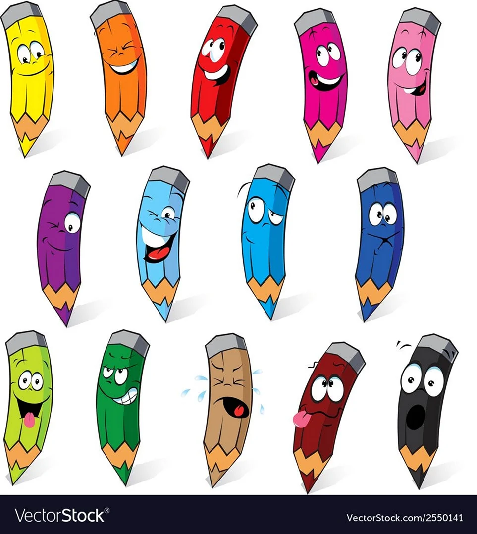 Веселые цветные карандаши